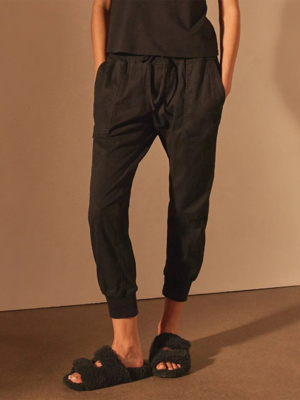 James Perse Mixed Media Pant Black Womens S 2 Casual Resort Wear